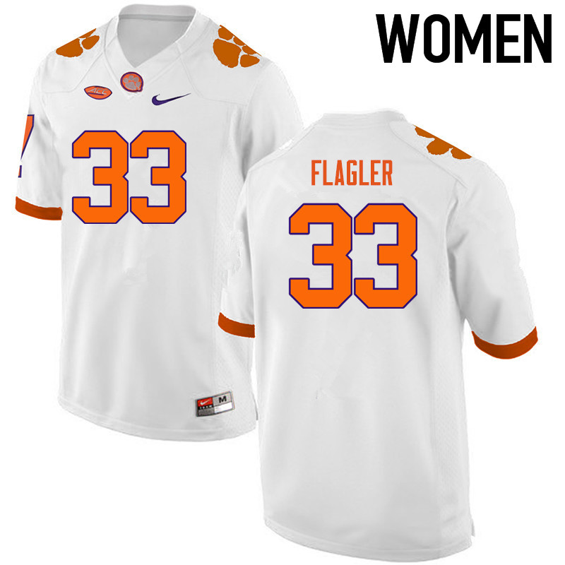 Women Clemson Tigers #33 Terrence Flagler College Football Jerseys-White